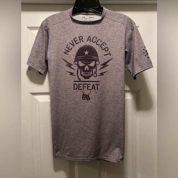 Under Armour Other - Under Armour Gray Graphic Tee - Never Accept Defeat
